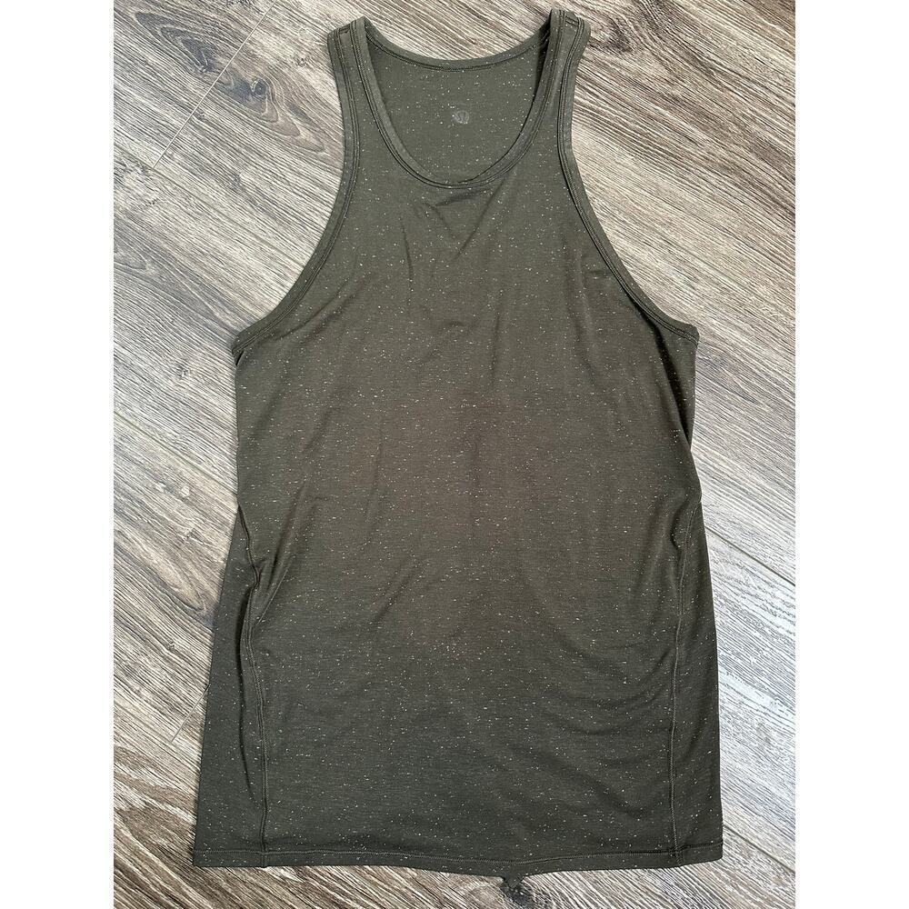 Lululemon Goal Up Tank Dark Olive White Tie Back Slit Open Back Women's